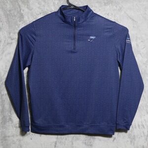 Peter Millar Sweater Mens Large Blue 1/4 Zip Golf Seven Desert Mountain Print